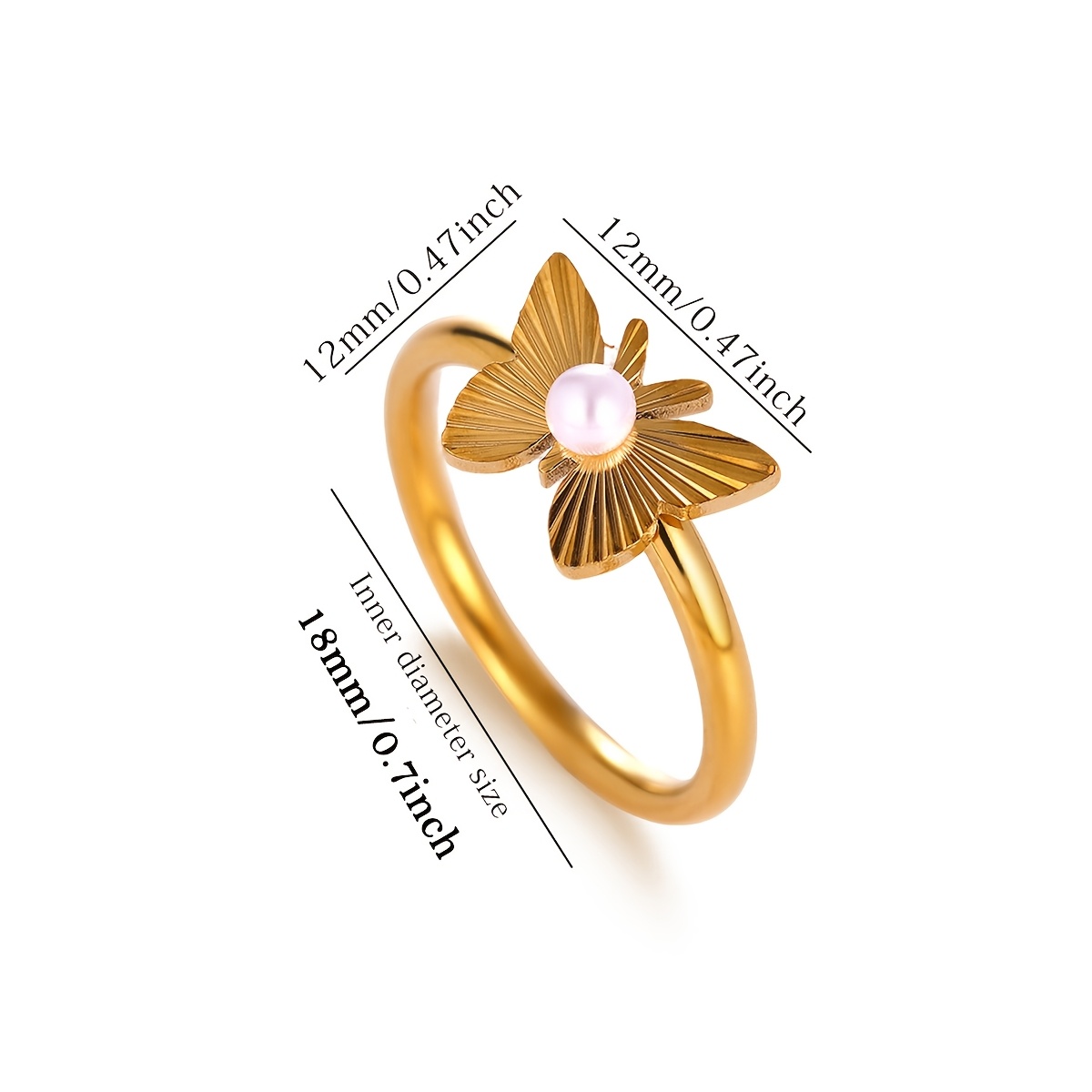 Women's Golden Butterfly Ring with Imitation Stones